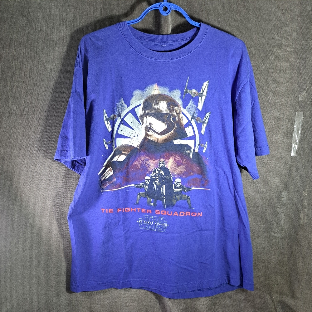 Star Wars The Force Awakens Tie Fighter Squadron Blue Graphic Tee VG- L
